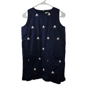 Girls Castaway Nantucket Island Navy Blue Pink Octopus Jumper Dress XL NWT 